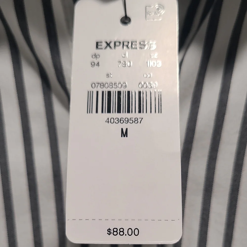 Express Black and White Striped Long Sleeve Mini Shirt Dress - Picture 2 of 6
